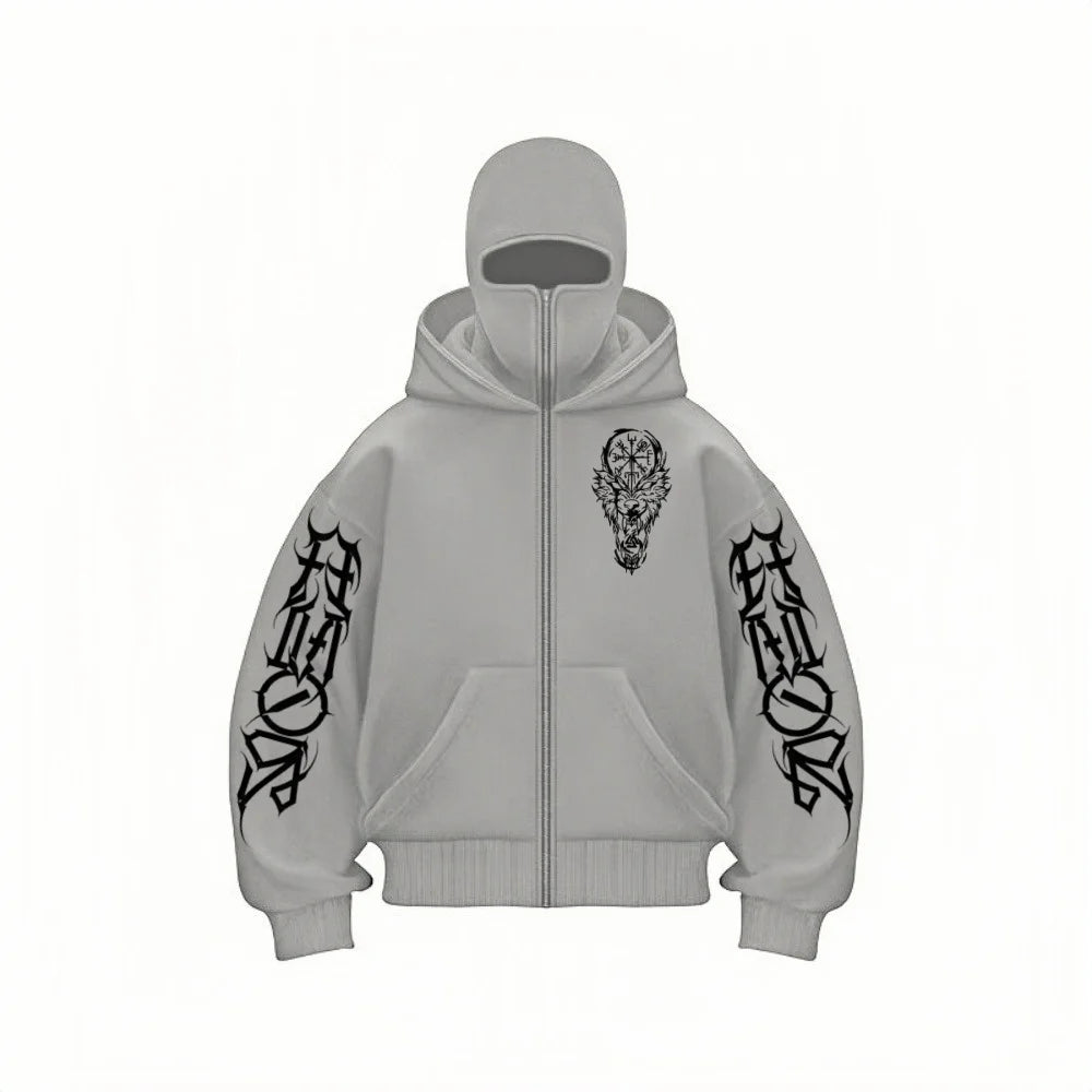 WichNova Y2K Double-Hat Zip Hoodie