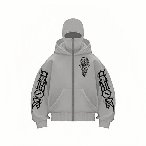 WichNova Y2K Double-Hat Zip Hoodie