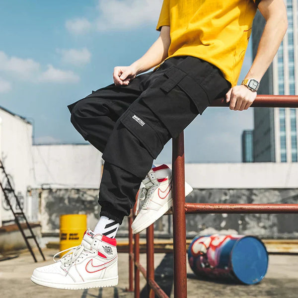 WichNova Oversized Black Cargo Joggers