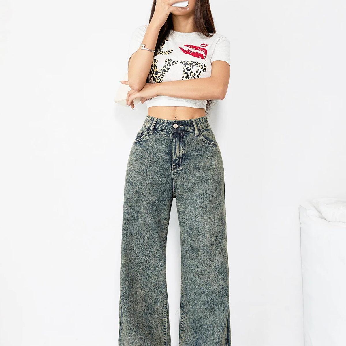WichNova Vintage Wide-Leg Denim Jeans