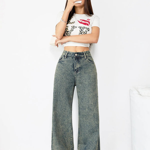 WichNova Vintage Wide-Leg Denim Jeans