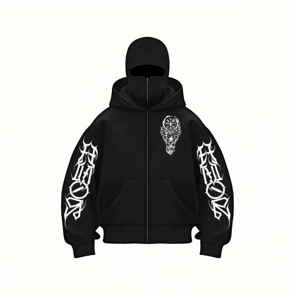 WichNova Y2K Double-Hat Zip Hoodie