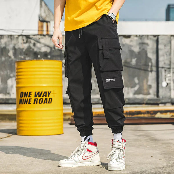 WichNova Oversized Black Cargo Joggers