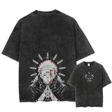 Vintage Washed Anime Print T-shirt - Wichuw