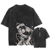 Vintage Washed Anime Print T-shirt - Wichuw